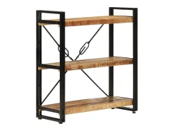 Estantería de 3 alturas hierro y madera maciza mango 77x30x80cm