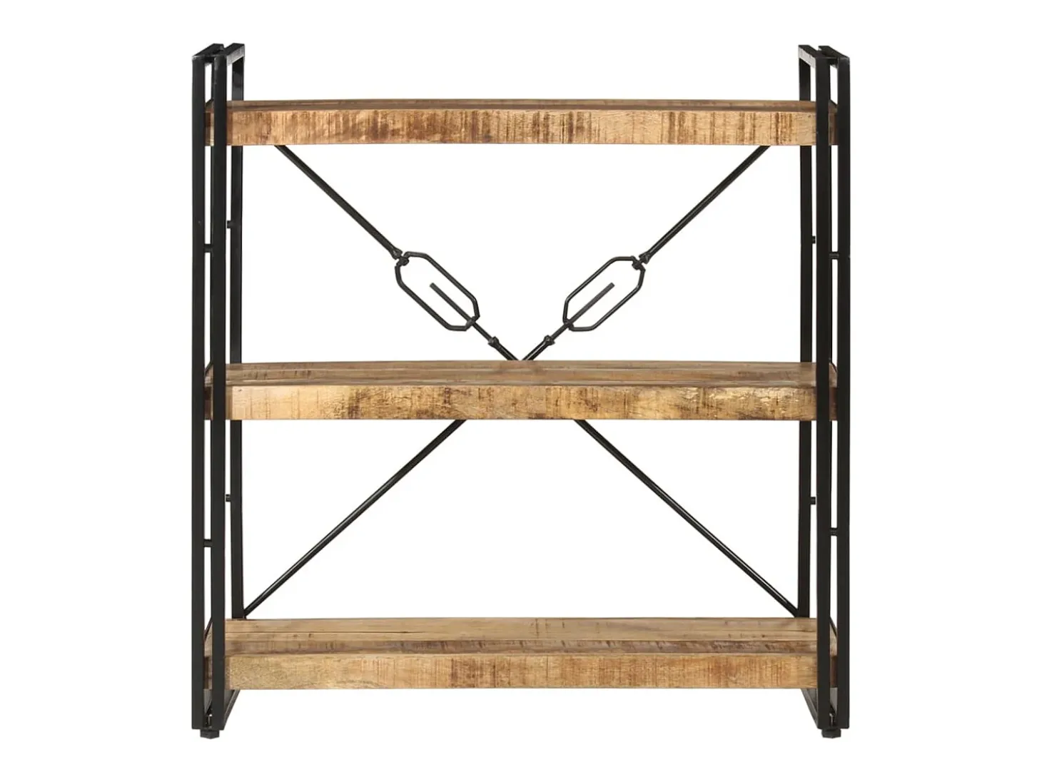 Estantería de 3 alturas hierro y madera maciza mango 77x30x80cm