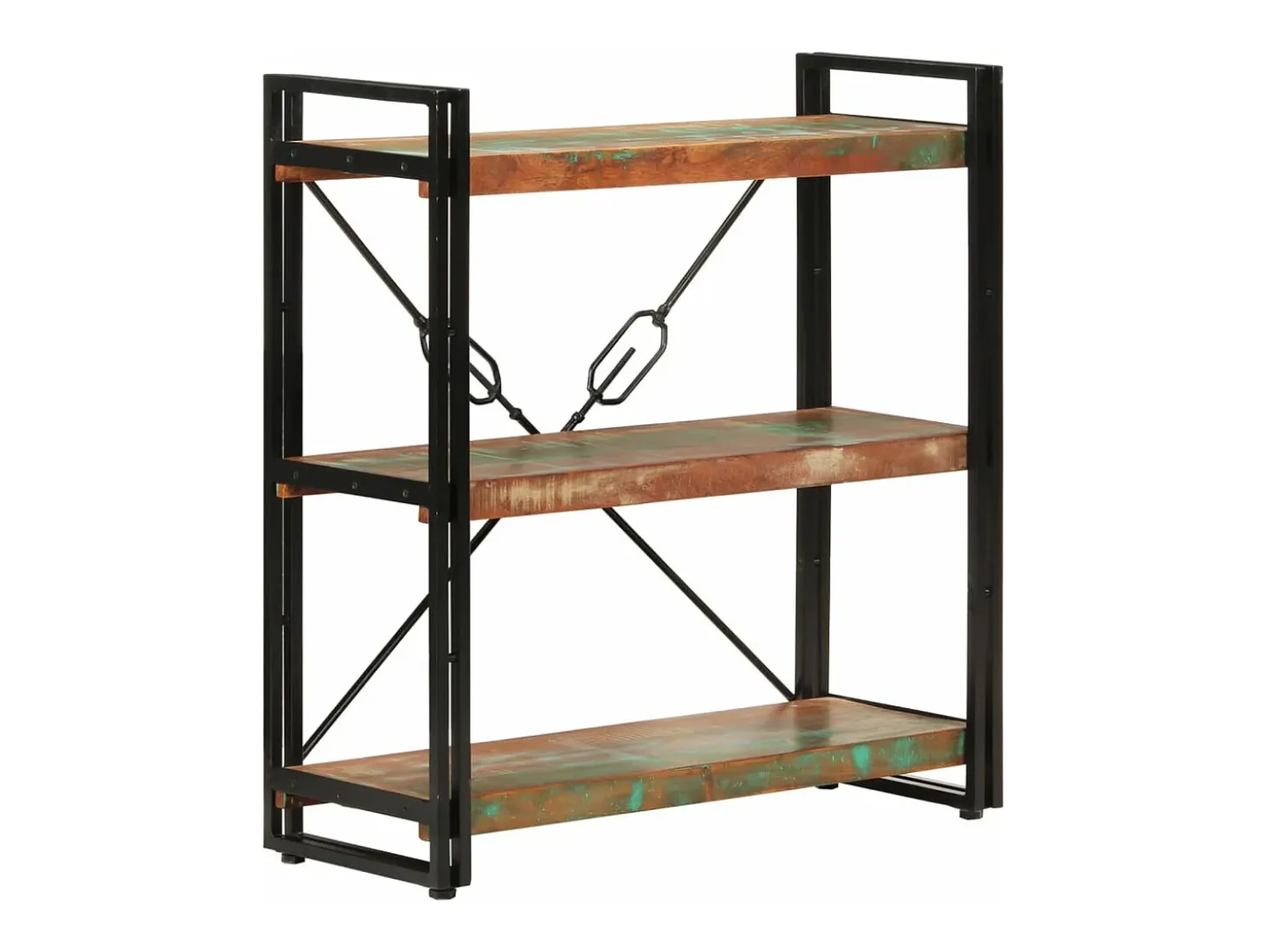 Estantería de 3 alturas hierro y madera reciclada 77x30x80cm
