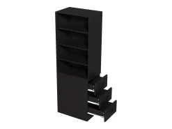 Estantería de 180 cm de alto - con 3 cajones laterales - Estantes ajustables - Reversible izquierdo/derecho - Negro