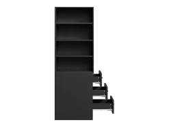 Estantería de 180 cm de alto - con 3 cajones laterales - Estantes ajustables - Reversible izquierdo/derecho - Negro