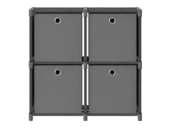 Estantería de 4 cubos con cajas tela gris 69x30x72,5 cm