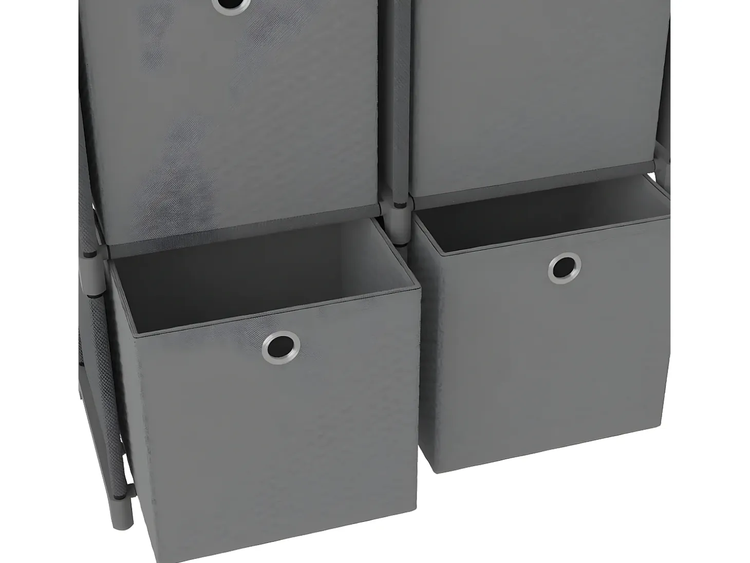 Estantería de 4 cubos con cajas tela gris 69x30x72,5 cm