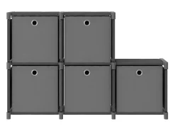 Estantería de 5 cubos con cajas tela gris 103x30x72,5 cm