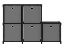 Estantería de 5 cubos con cajas tela negra 103x30x72,5 cm