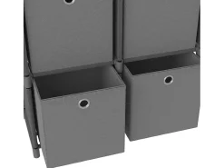 Estantería de 4 cubos con cajas de tela gris 69x30x72,5 cm