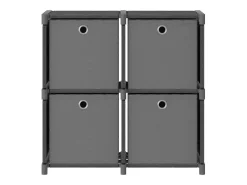 Estantería de 4 cubos con cajas de tela gris 69x30x72,5 cm