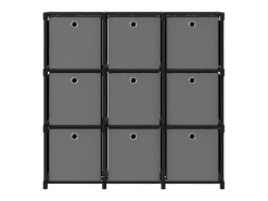 Estantería de 9 cubos con cajas de tela negro 103x30x107,5 cm ES719617