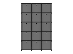 Estantería de 15 cubos con cajas tela negra 103x30x175,5 cm