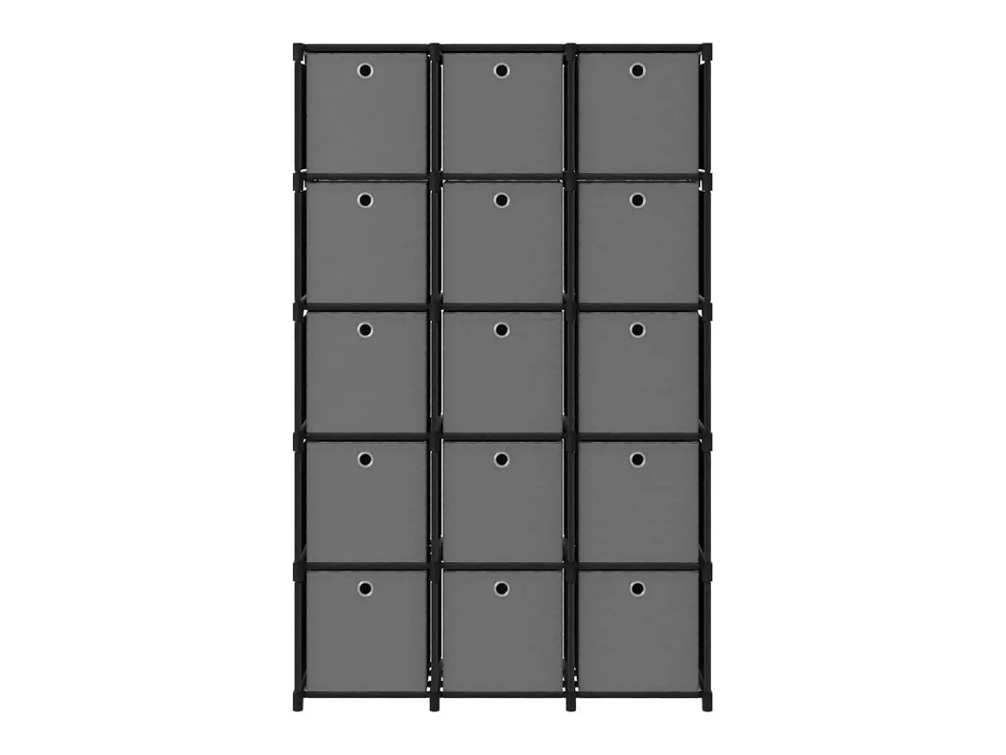 Estantería de 15 cubos con cajas tela negra 103x30x175,5 cm