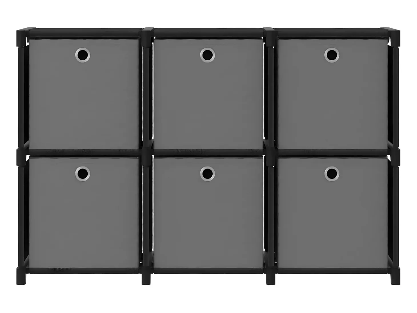 Estantería de 6 cubos con cajas tela negra 103x30x72,5 cm