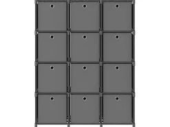 Estantería de 12 cubos con cajas tela gris 103x30x141 cm ES138627