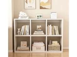 ESTANTERÍA DE 6 ESTANTES PARA LIBROS BLANCO ARMARIO ABIERTO MODERNO LOFT 100x67x30 cm
