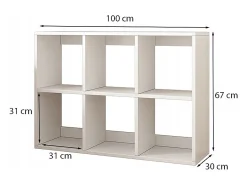 ESTANTERÍA DE 6 ESTANTES PARA LIBROS BLANCO ARMARIO ABIERTO MODERNO LOFT 100x67x30 cm