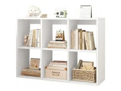 ESTANTERÍA DE 6 ESTANTES PARA LIBROS BLANCO ARMARIO ABIERTO MODERNO LOFT 100x67x30 cm
