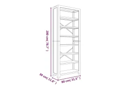 Estantería de 7 nieveles madera maciza de acacia 80x30x200 cm
