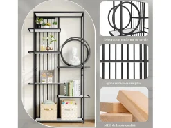 Estantería de 6 niveles - estructura geométrica, diseño circular - 80 x 30 x 180 cm - blanco y negro