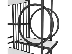 Estantería de 6 niveles - estructura geométrica, diseño circular - 80 x 30 x 180 cm - blanco y negro