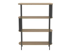 Estantería de 4 niveles con acabado de madera y laterales de metal negro H133,5 cm - EKLO