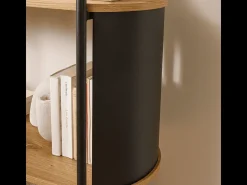 Estantería de 4 niveles con acabado de madera y laterales de metal negro H133,5 cm - EKLO