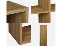 Estantería de 2 niveles con 6 compartimentos efecto madera miel