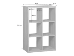 Estantería de 2 niveles con 6 compartimentos efecto madera miel