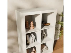Estantería de 2 niveles con 6 compartimentos blanco