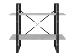 Estantería de 2 niveles contrachapada gris hormigón 80x30x70 cm