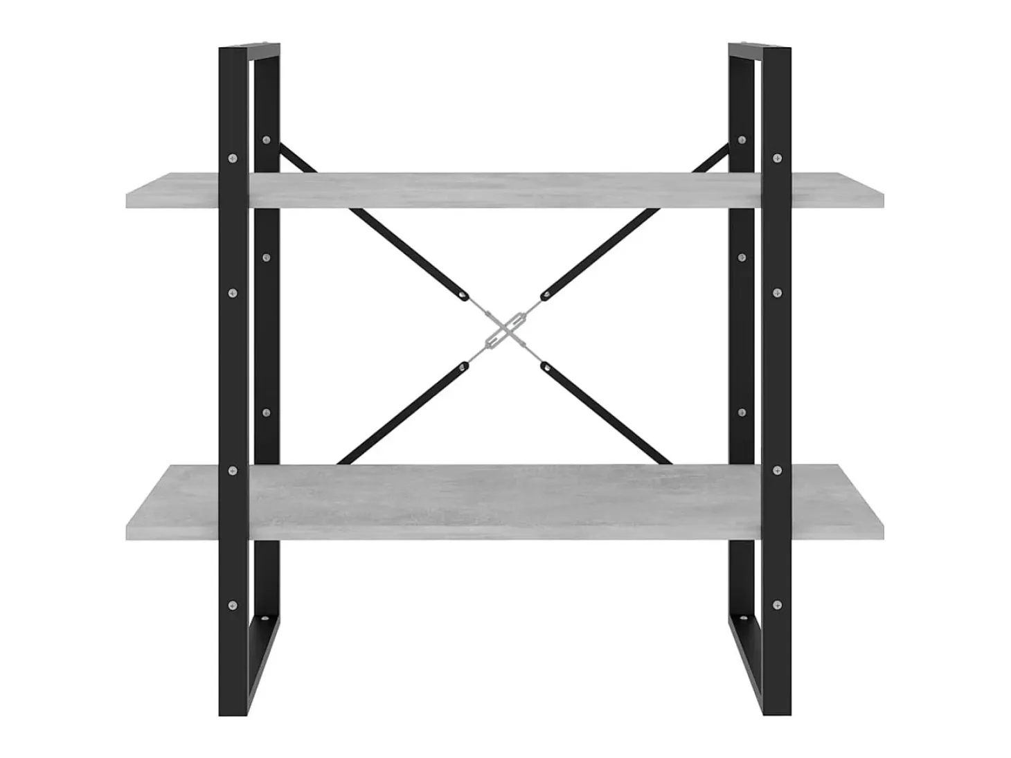 Estantería de 2 niveles contrachapada gris hormigón 80x30x70 cm