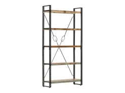 Estantería de 5 niveles de madera maciza reciclada 90x30x180 cm