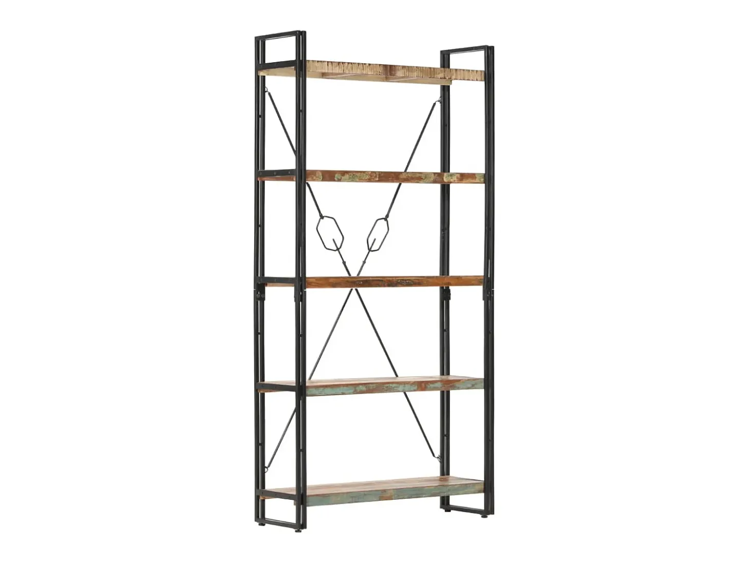 Estantería de 5 niveles de madera maciza reciclada 90x30x180 cm