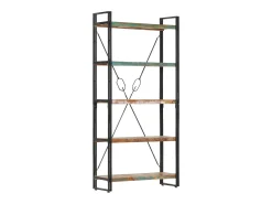 Estantería de 5 niveles de madera maciza reciclada 90x30x180 cm