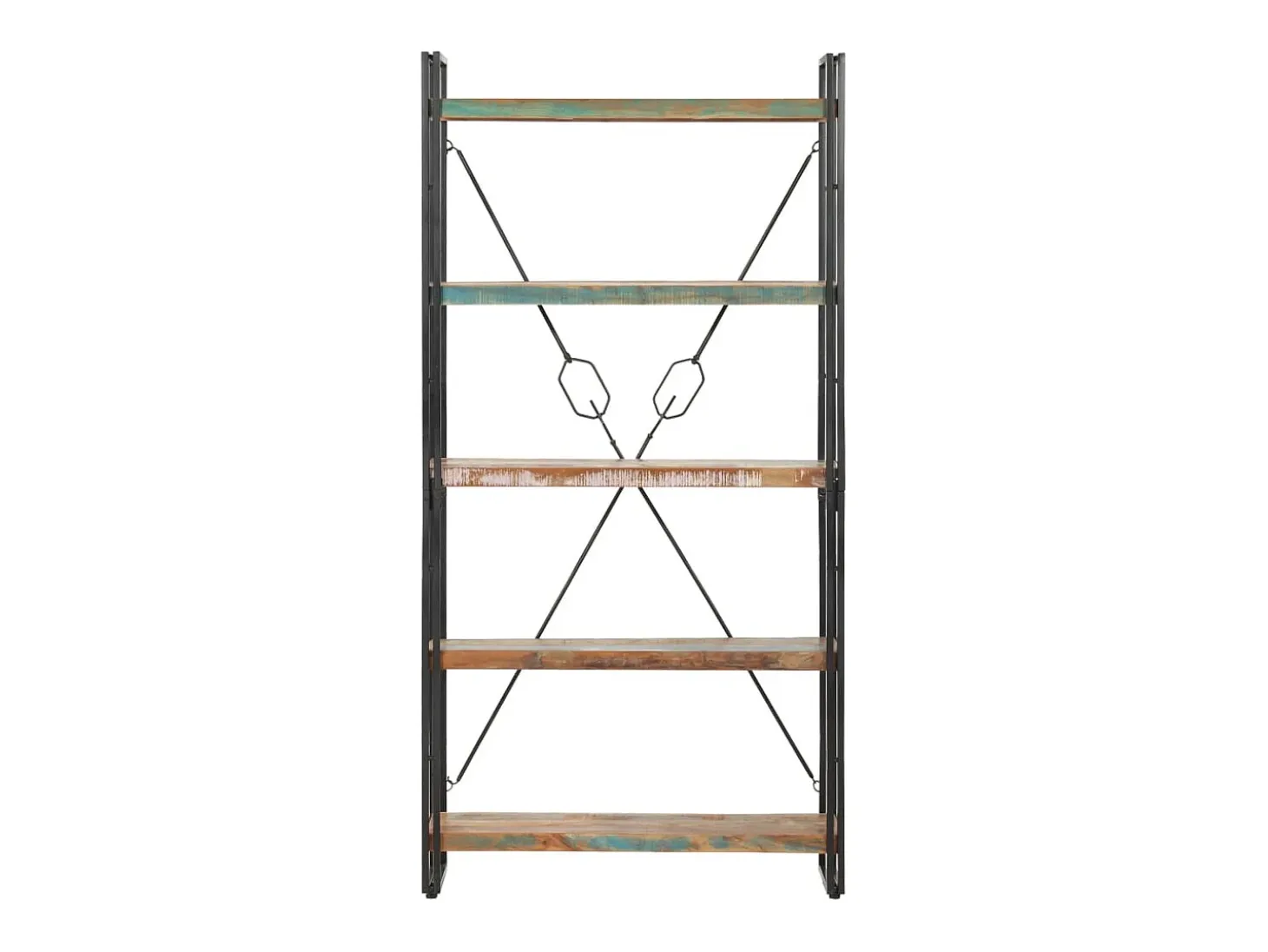 Estantería de 5 niveles de madera maciza reciclada 90x30x180 cm
