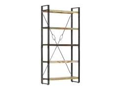 Estantería de 5 niveles de madera maciza reciclada 90x30x180 cm