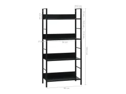 Estantería de 4 niveles de aglomerado negro 60x27,6x124,5 cm