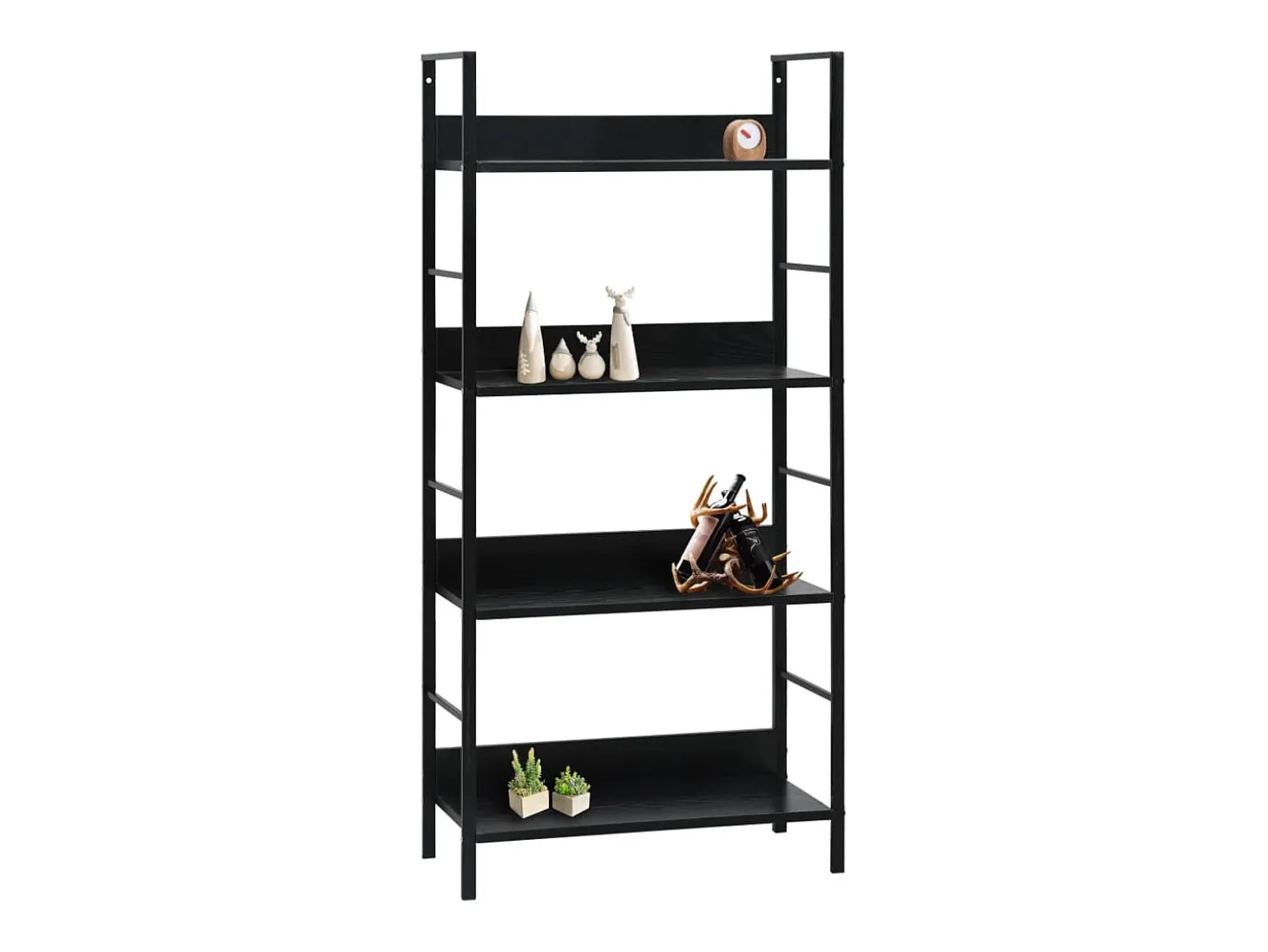 Estantería de 4 niveles de aglomerado negro 60x27,6x124,5 cm
