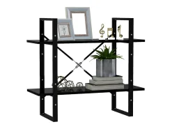 Estantería de 2 niveles madera contrachapada negro 80x30x70 cm