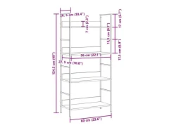 Estantería de 4 niveles madera ingeniería roble 60x27,6x124,5cm