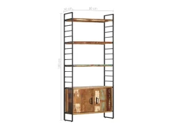 Estantería de 4 niveles madera maciza reciclada 80x30x180 cm