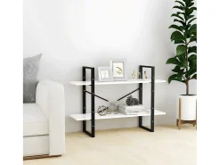 Estantería de 2 niveles madera contrachapada blanco 100x30x70cm