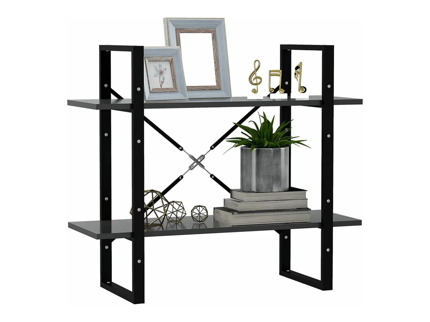 Estantería de 2 niveles madera contrachapada gris 80x30x70 cm