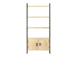 Estantería de 4 niveles madera maciza de mango 80x30x180 cm