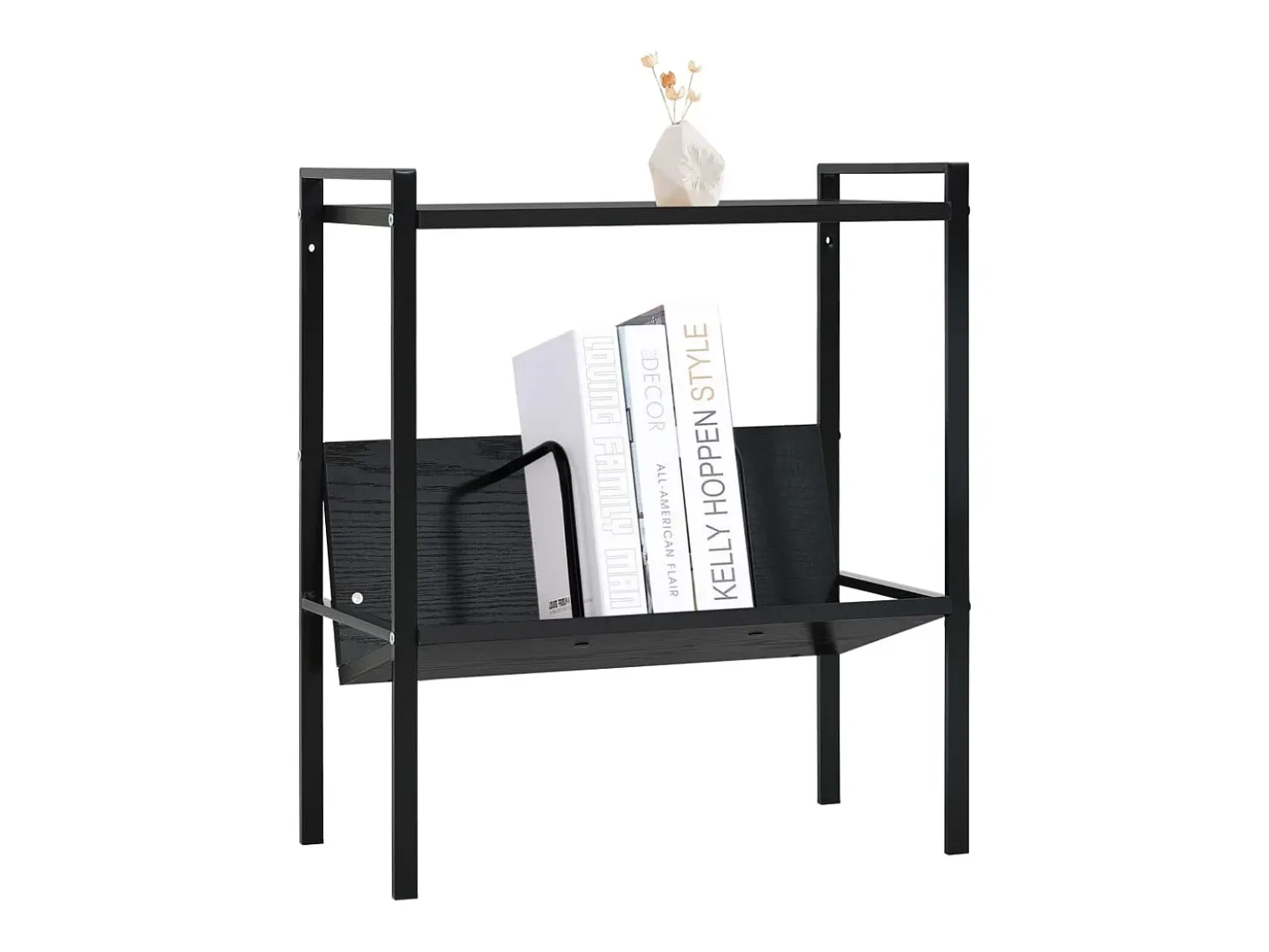 Estantería de 2 niveles madera de ingeniería negro 52x28x59 cm