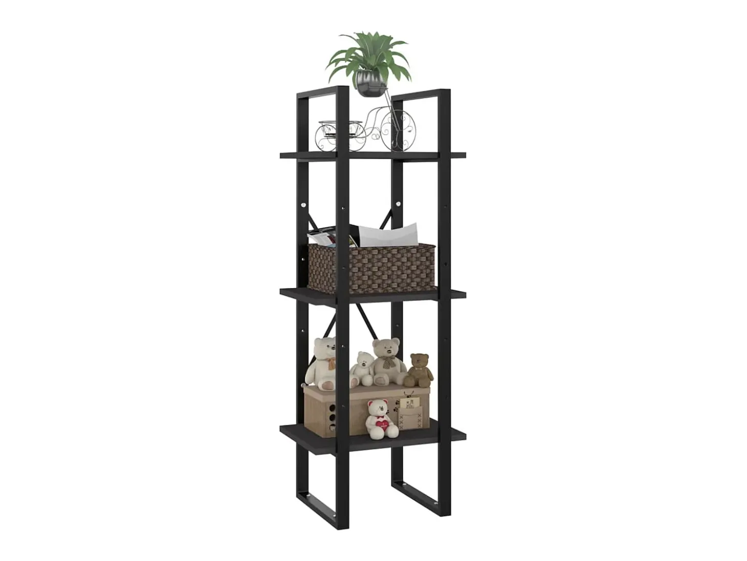 Estantería de 3 niveles madera contrachapada gris 40x30x105 cm