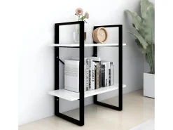 Estantería de 2 niveles madera contrachapada blanco 60x30x70 cm