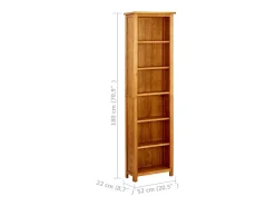 Estantería de 6 niveles madera maciza de roble 52x22x180 cm