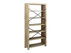 Estantería de 6 niveles madera maciza de acacia 80x30x170 cm
