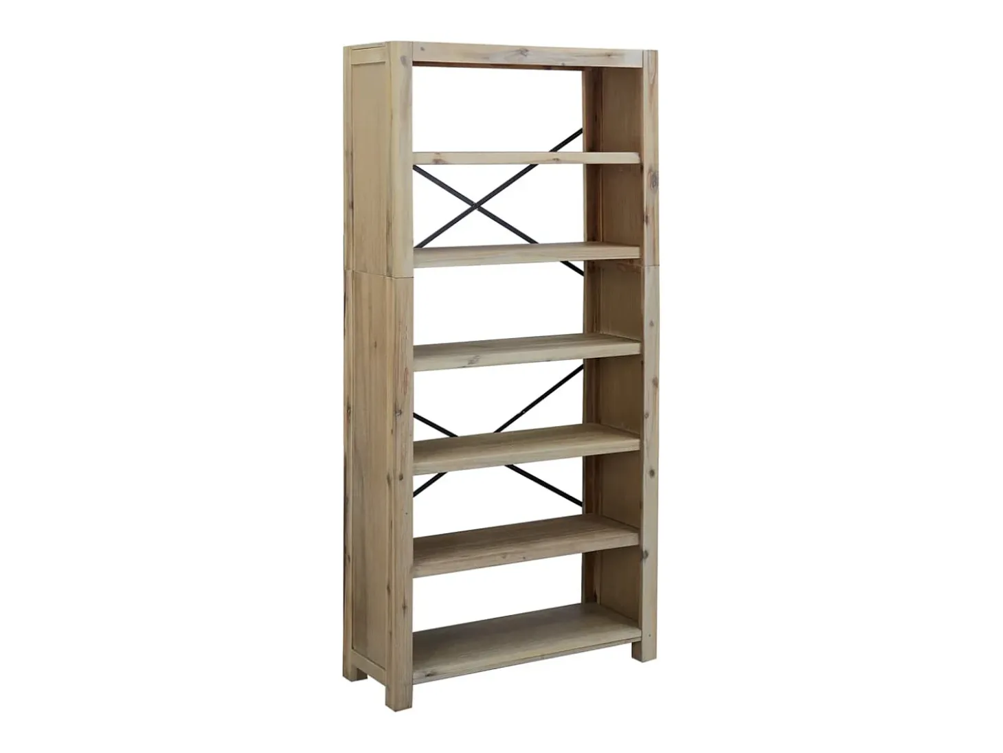 Estantería de 6 niveles madera maciza de acacia 80x30x170 cm