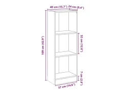 Estantería de 3 niveles madera contrachapada gris 40x24x108 cm