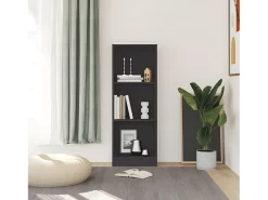 Estantería de 3 niveles madera contrachapada gris 40x24x108 cm